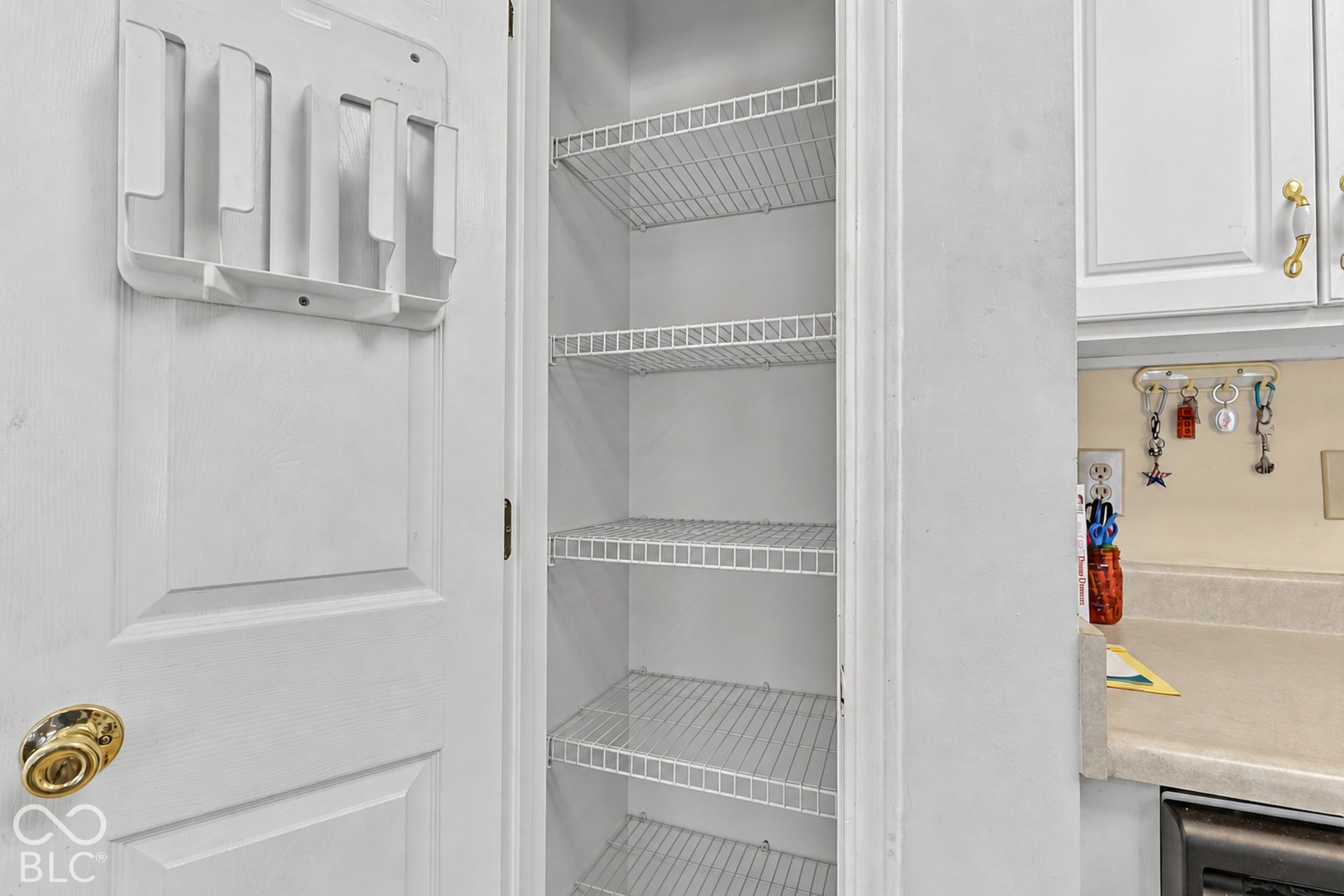 Pantry with wire shelving, offering organized storage