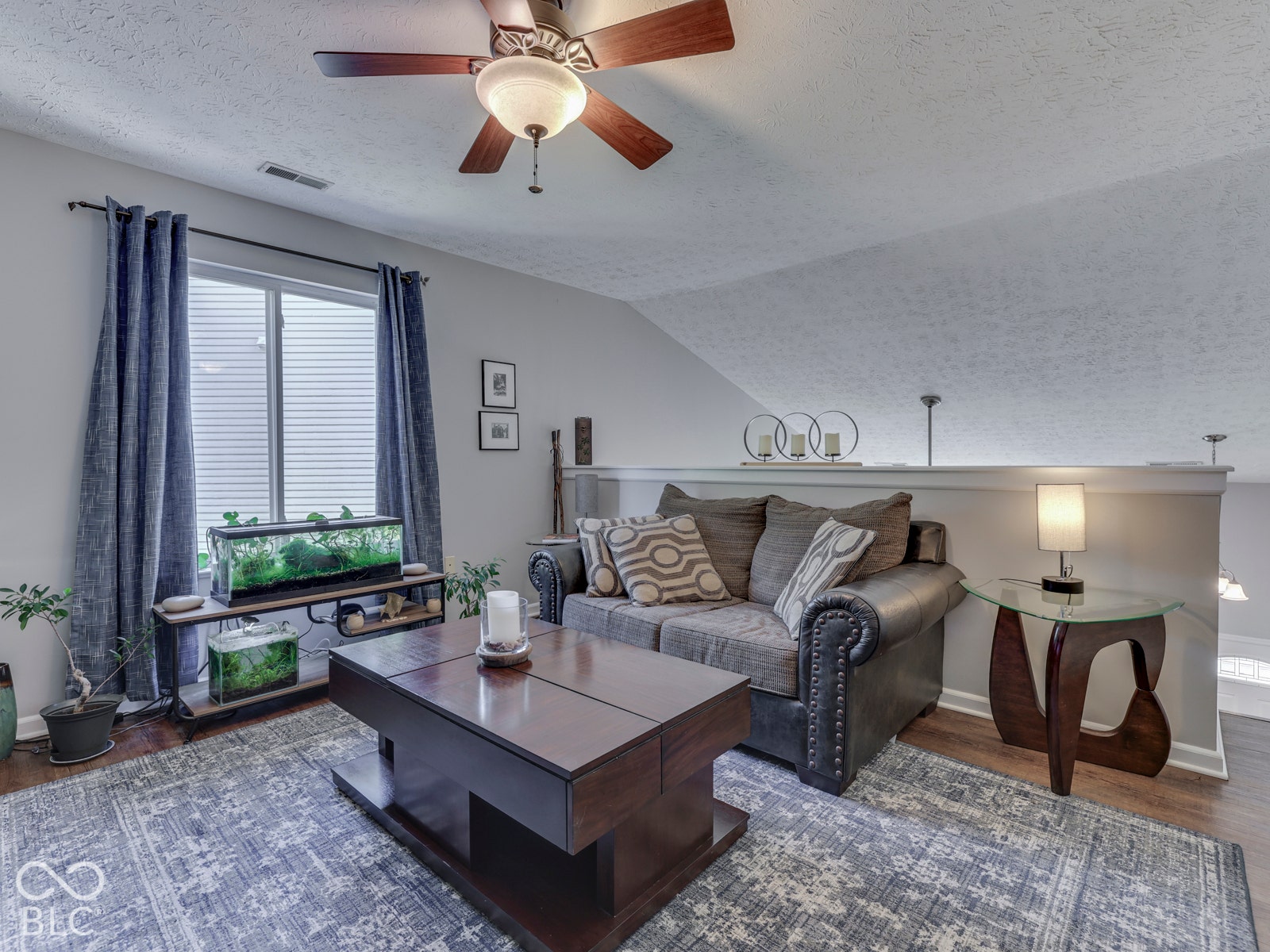 Open loft overlooks the 2-story living room below.