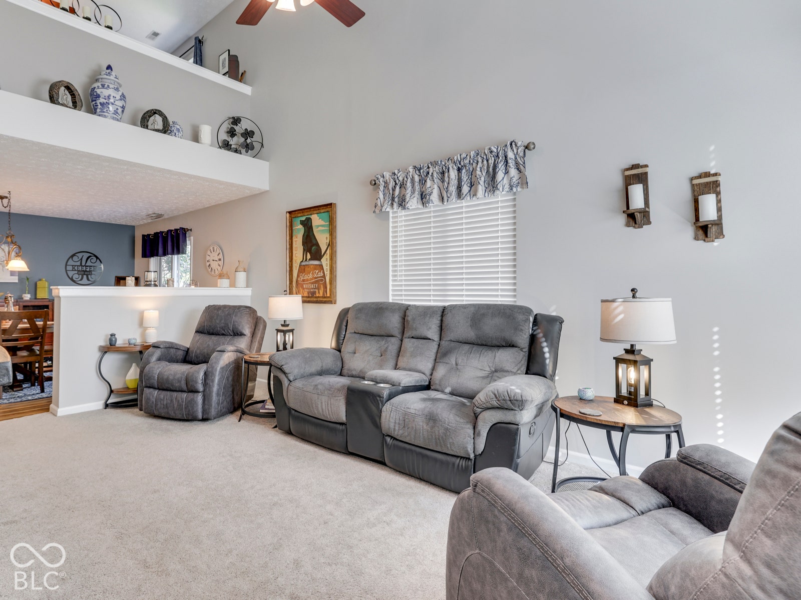 Impressive 2-story living room with soaring ceilings