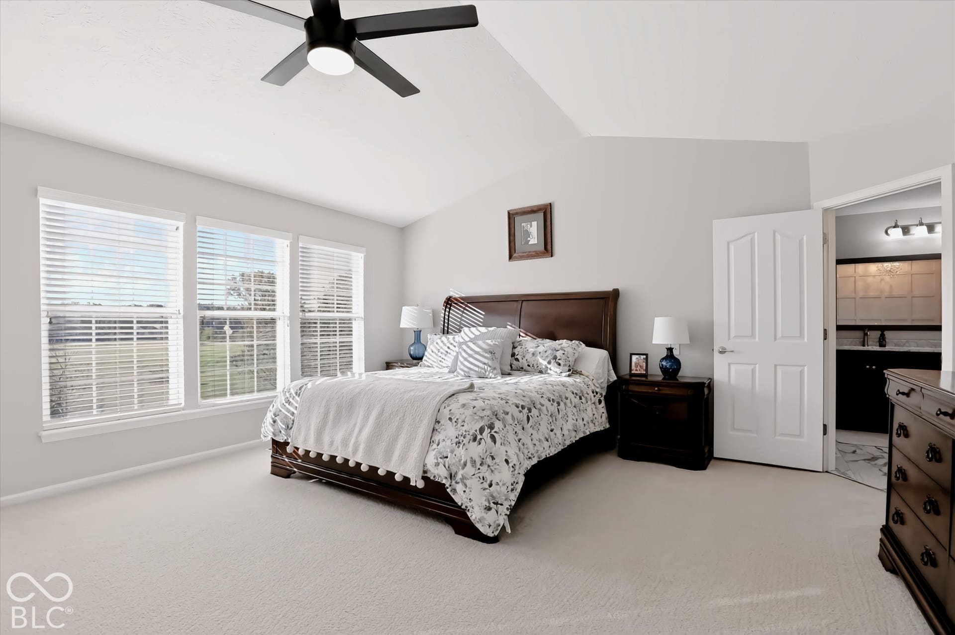 Large primary bedroom with sitting area & recently renovated primary bath (2025)