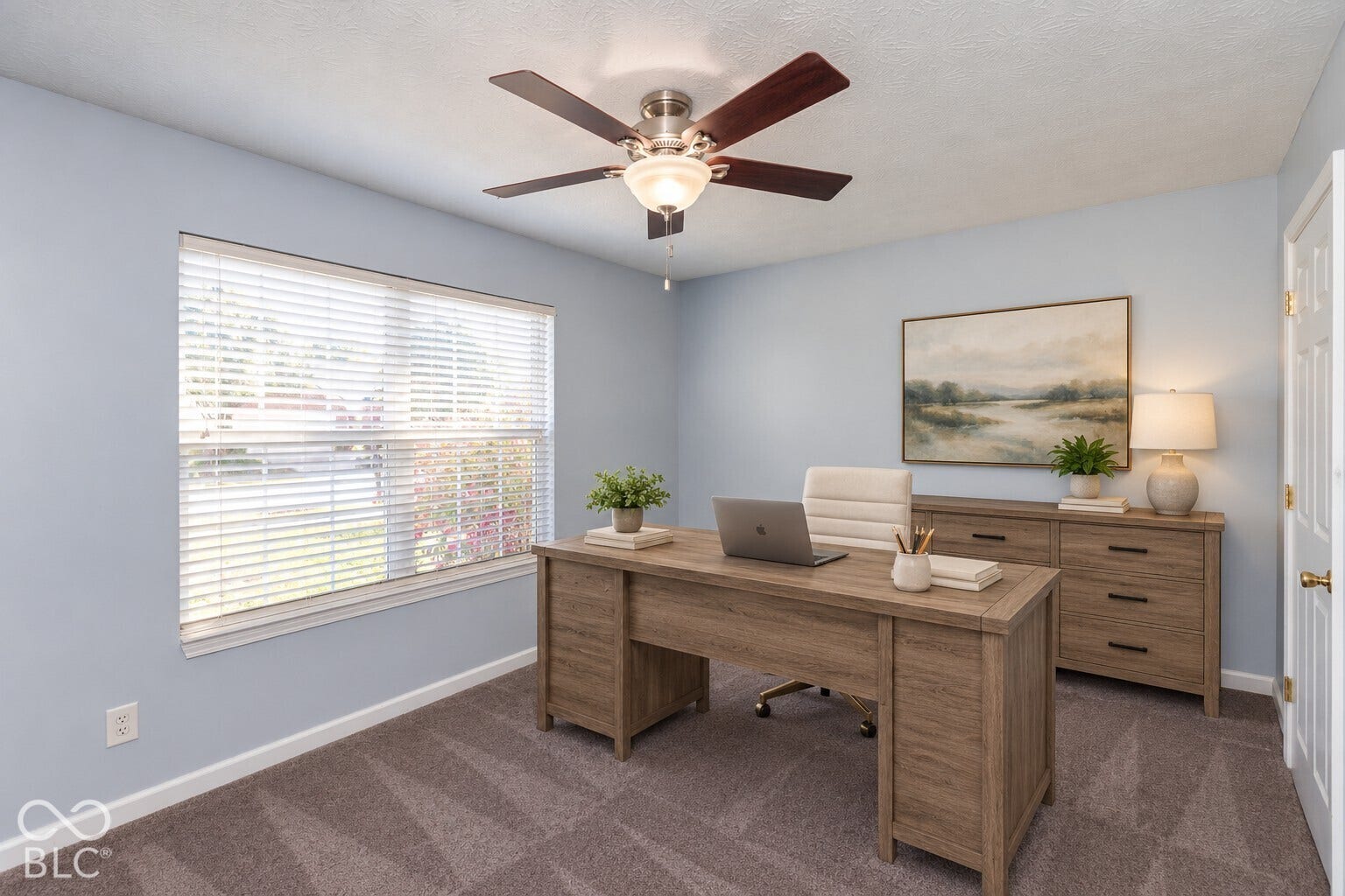 bedroom 3 virtually staged as an office