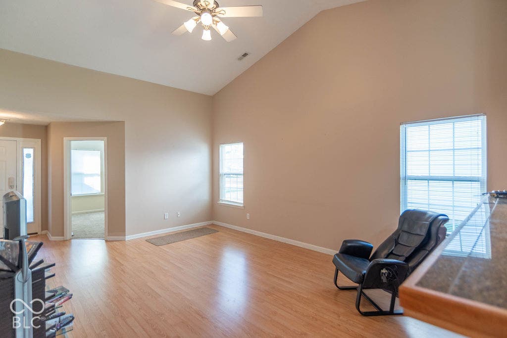 Great room is open to the kitchen.