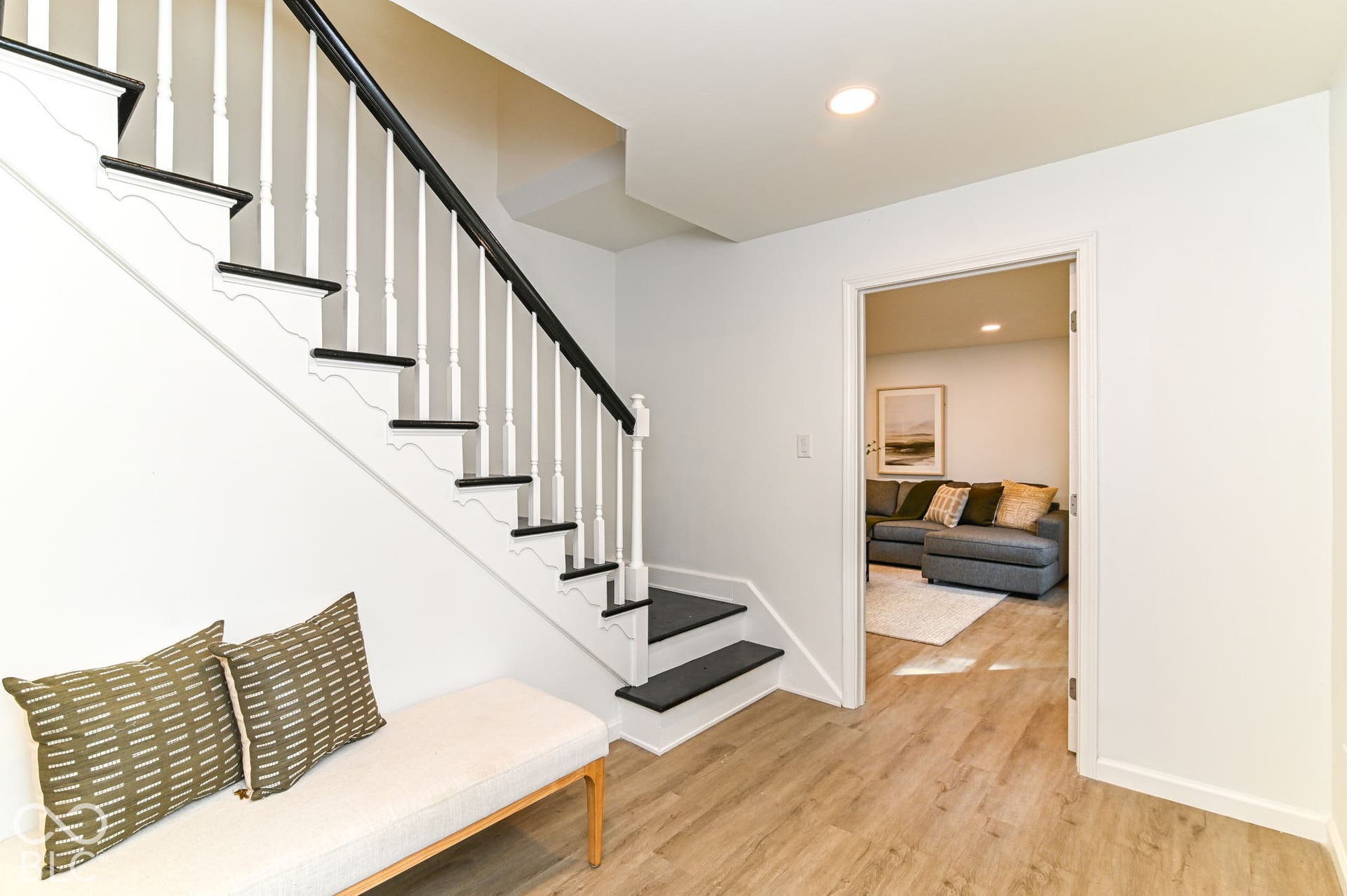Wood-finish flooring throughout the main level