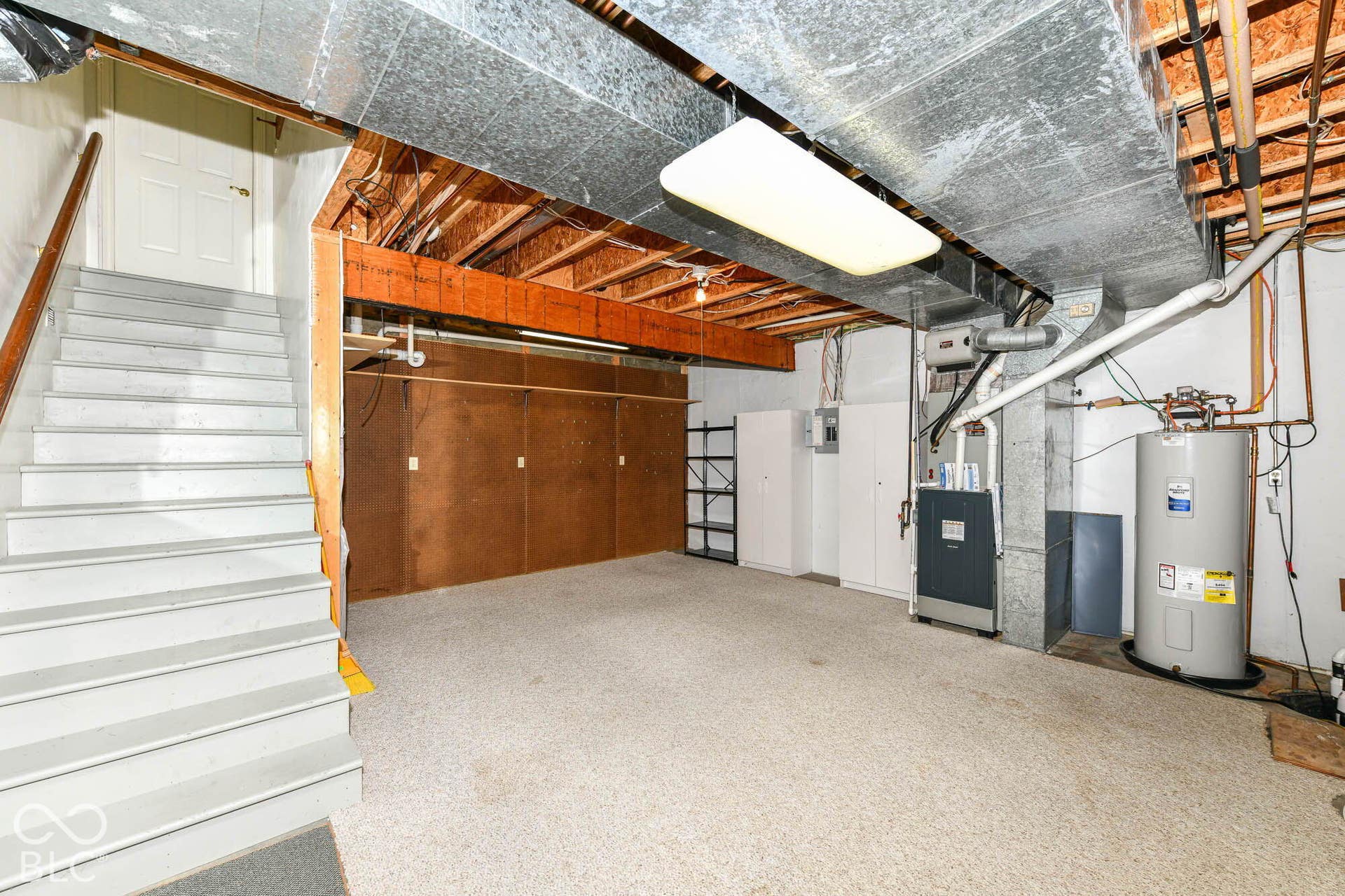 6431 Shamel Drive, Indianapolis, IN 46278 Basement Utility Area with second stair case leading to garage