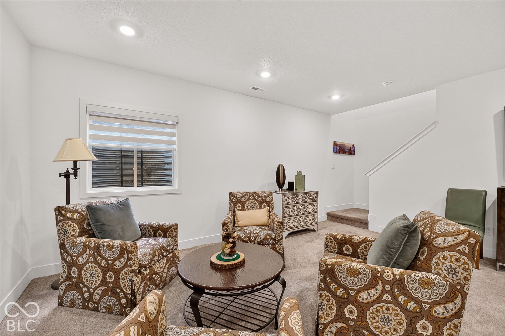 1405 Lake Haven Lane, Westfield, IN 46074 Recessed ceiling lighting, white walls, carpeted flooring, and a window with blinds