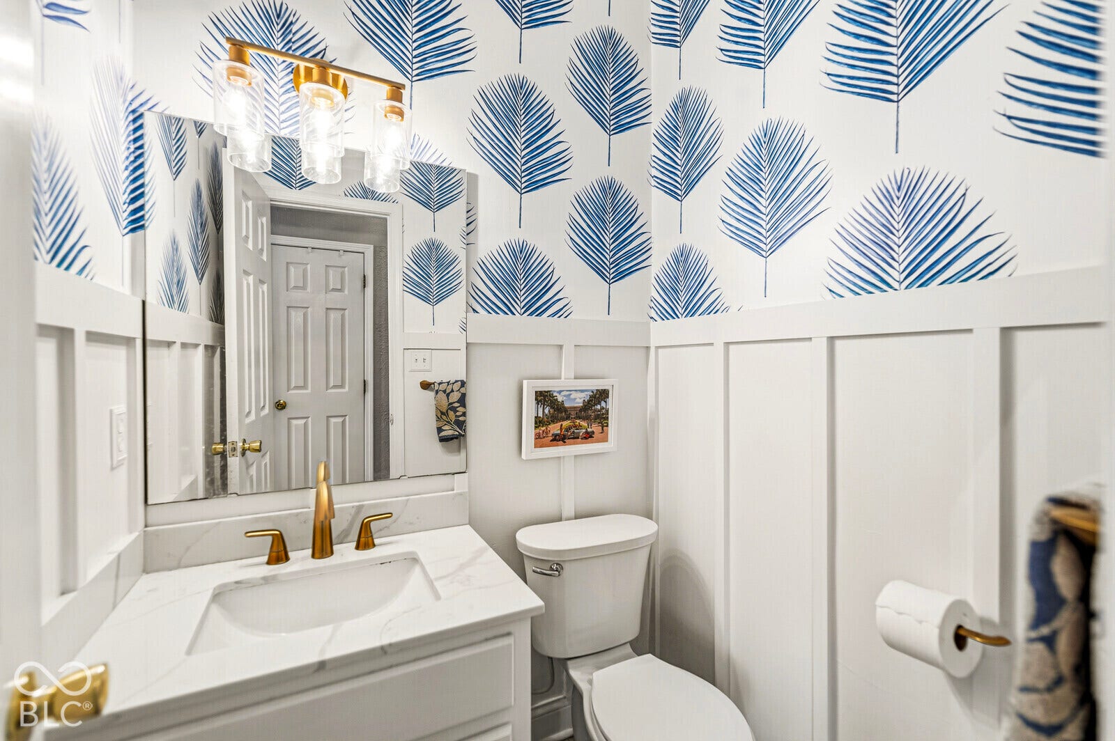 Updated Half Bathroom with board and batten paneling