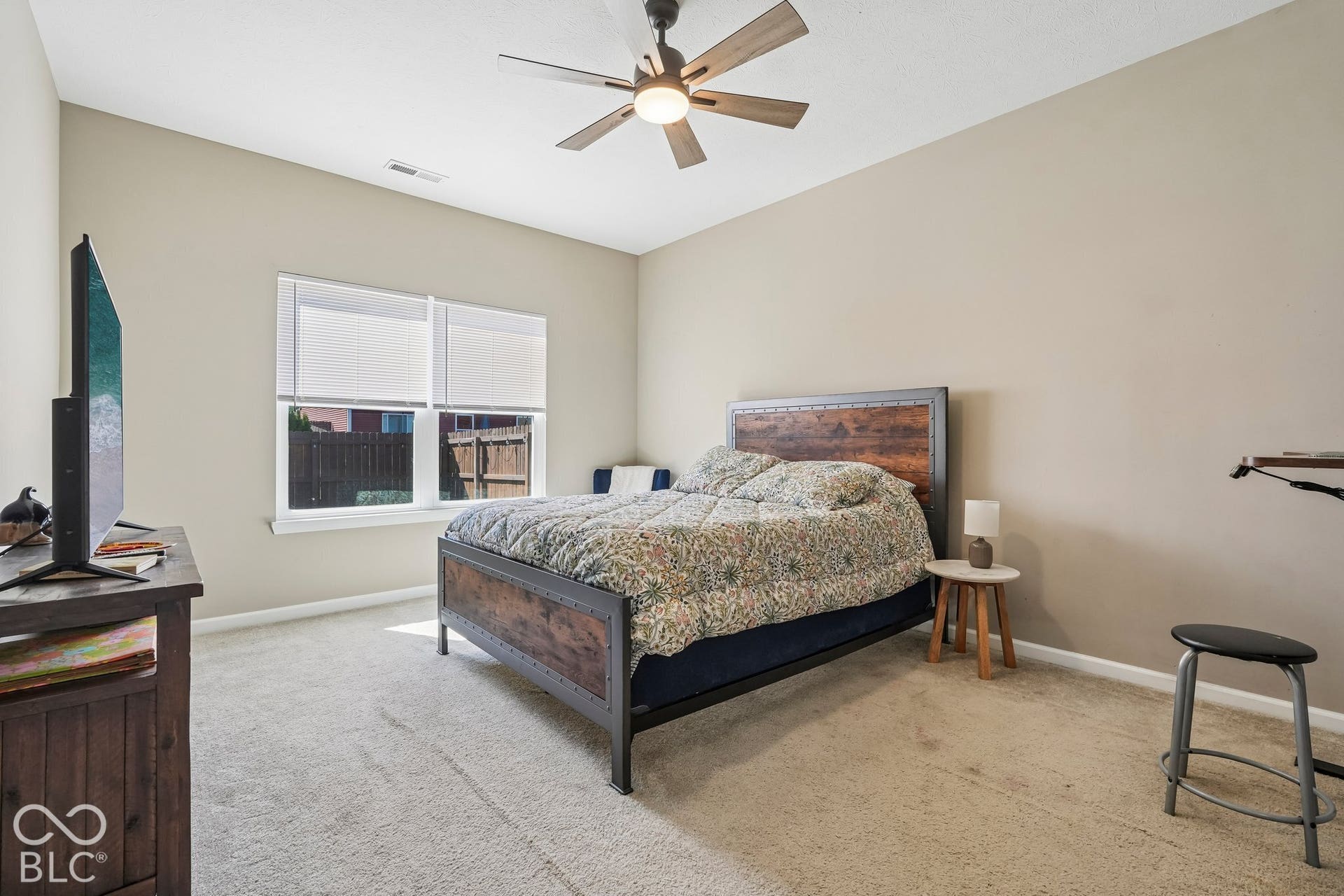 2945 W Calimanco Lane, Monrovia, IN 46157 Recessed lighting, ceiling fan with light fixture, double window, and wall-to-wall carpeting