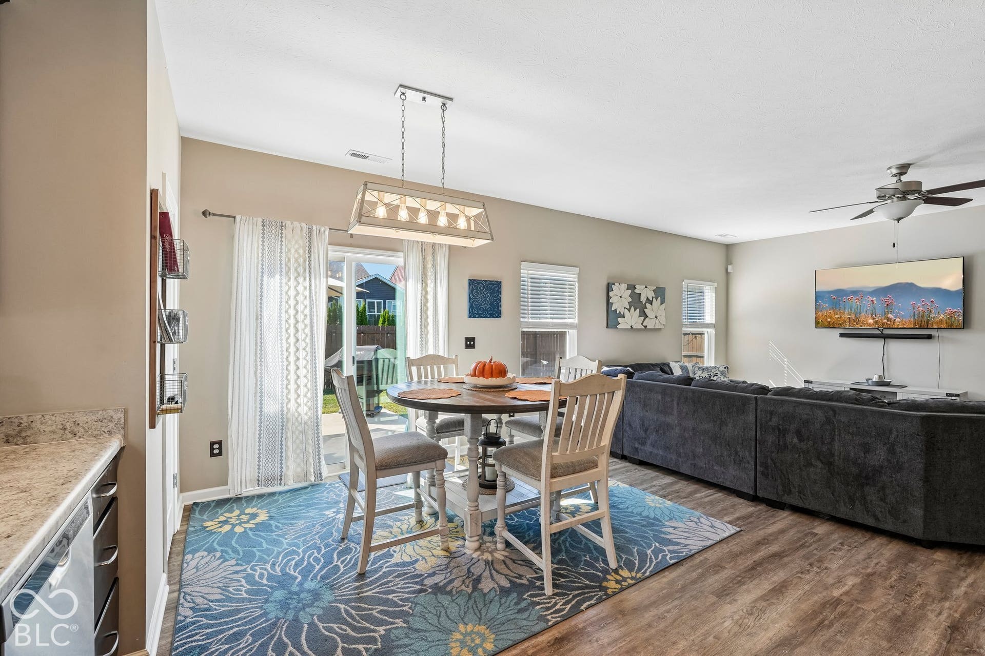 2945 W Calimanco Lane, Monrovia, IN 46157 Wood-finish flooring, recessed lighting, and a ceiling fan