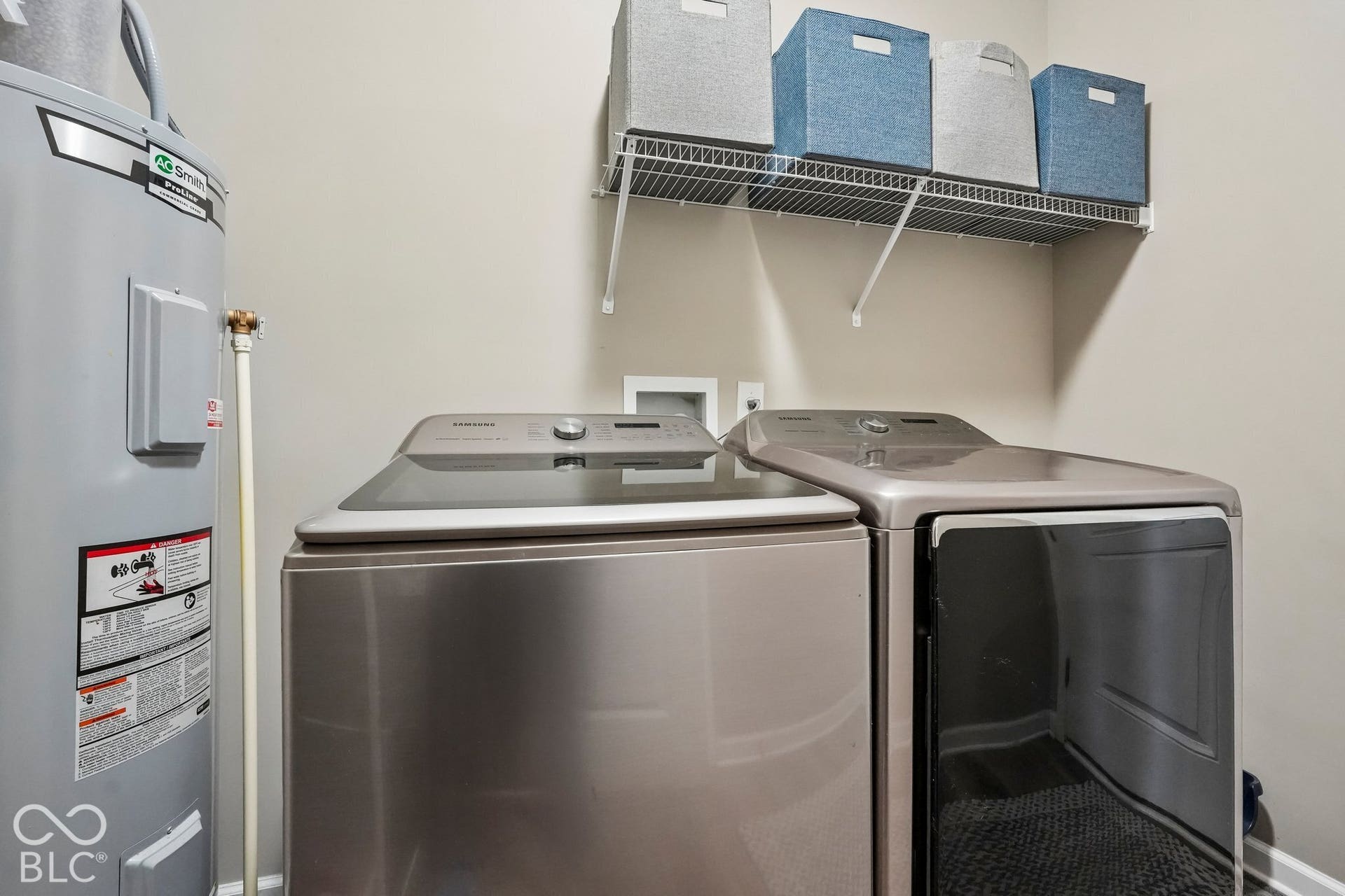 2945 W Calimanco Lane, Monrovia, IN 46157 Utility area with a water heater and wire shelving