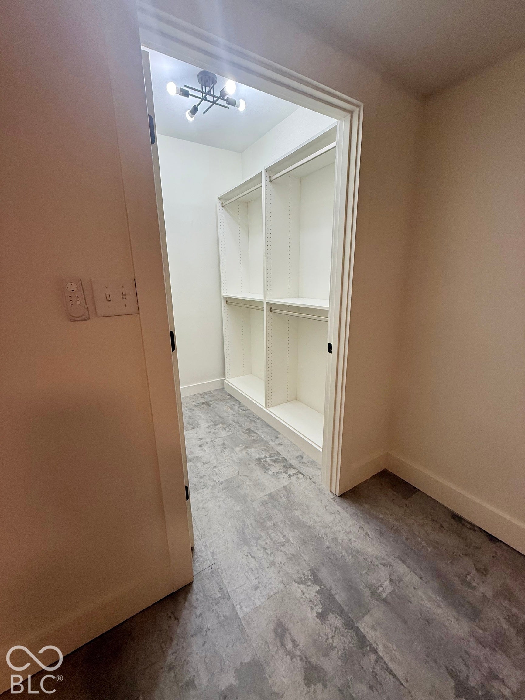 Walk in closet off of master bedroom