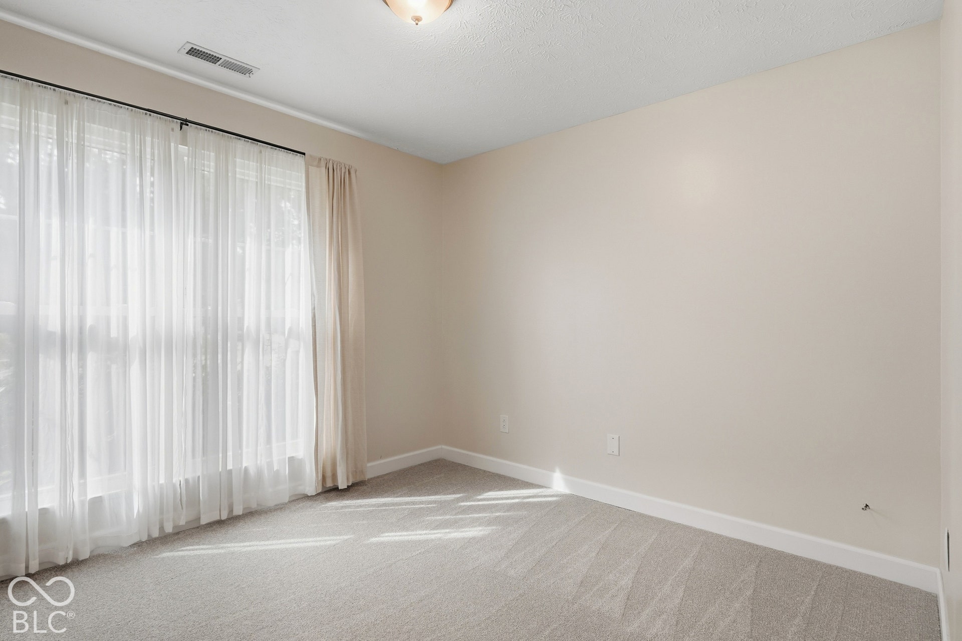 Wall-to-wall carpeting with a neutral finish