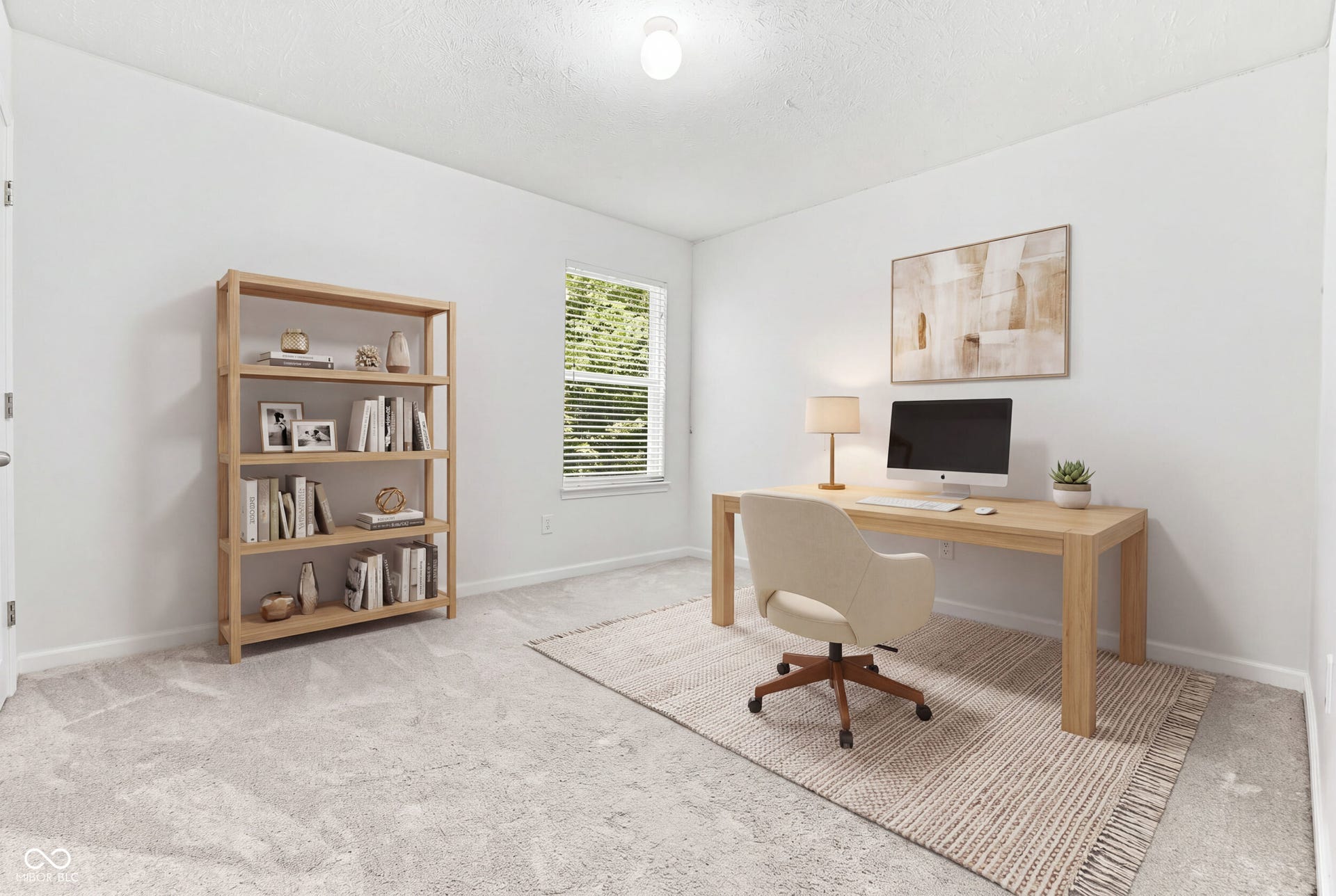 Virtually Altered - Light-colored carpeting with white wall paint