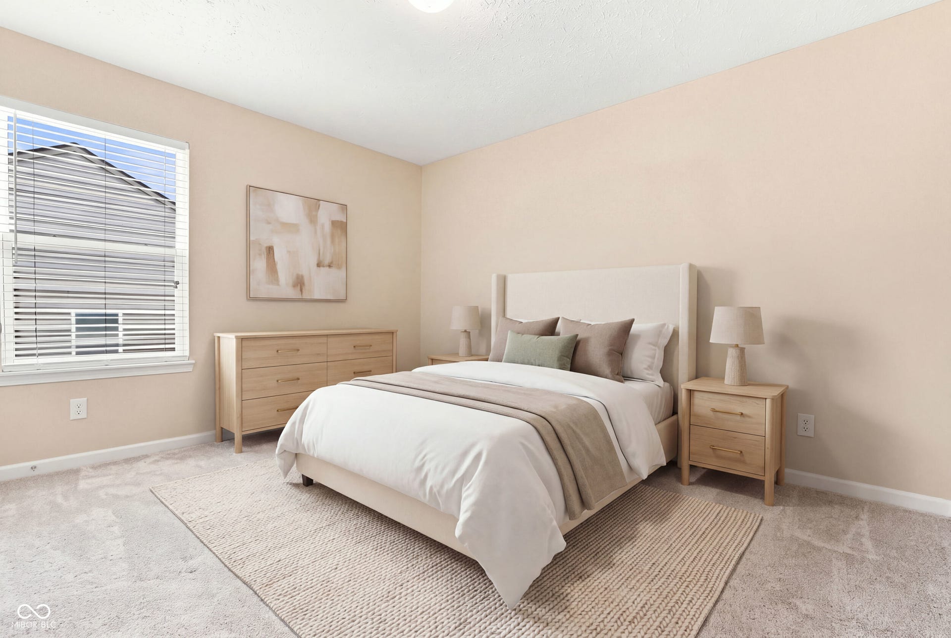 Virtually Altered - Light-colored walls with a single window featuring blinds