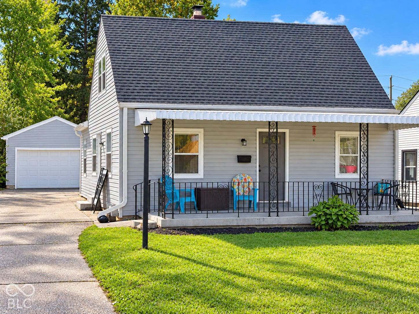 Welcome to 4555 Brookville Road in quiet Christian Park. The covered porch is a good spot for relaxing with your morning coffee. A long driveway and two-car garage gives you plenty of room to park.