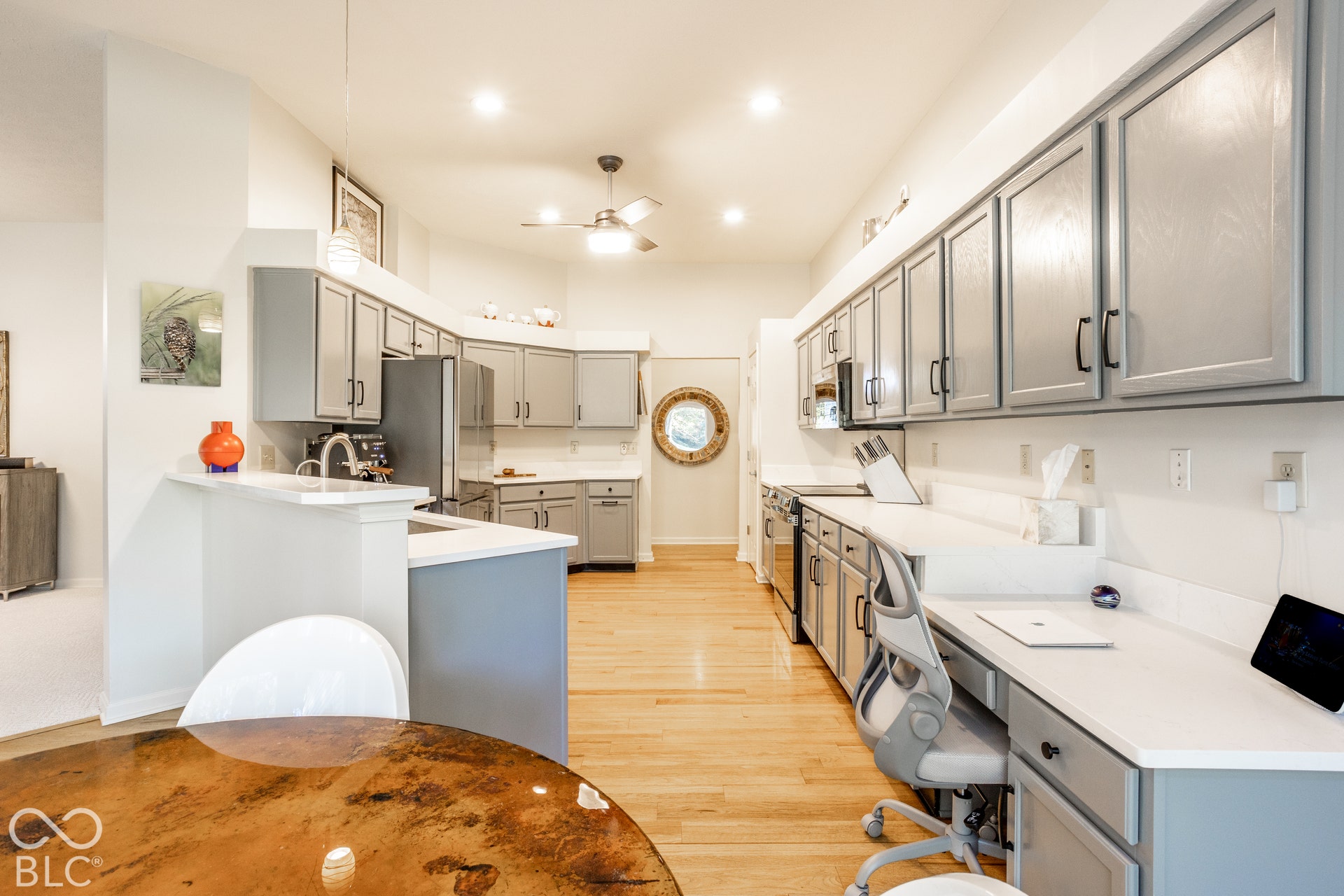 Renovated kitchen with all new SS appliances, Quartz countertops, freshly updated cabinets with new hardware