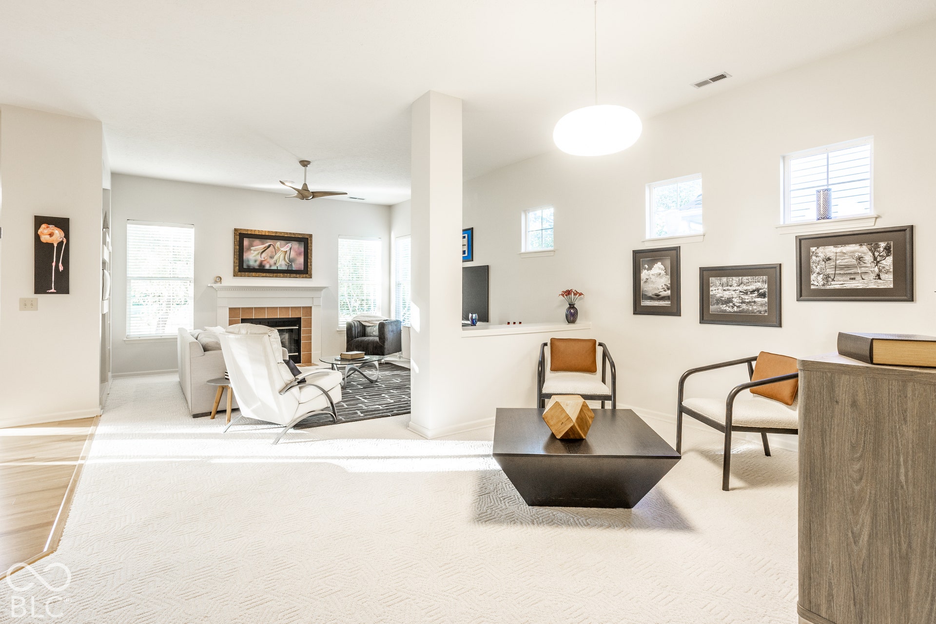Soaring 10 ft ceilings with open living space