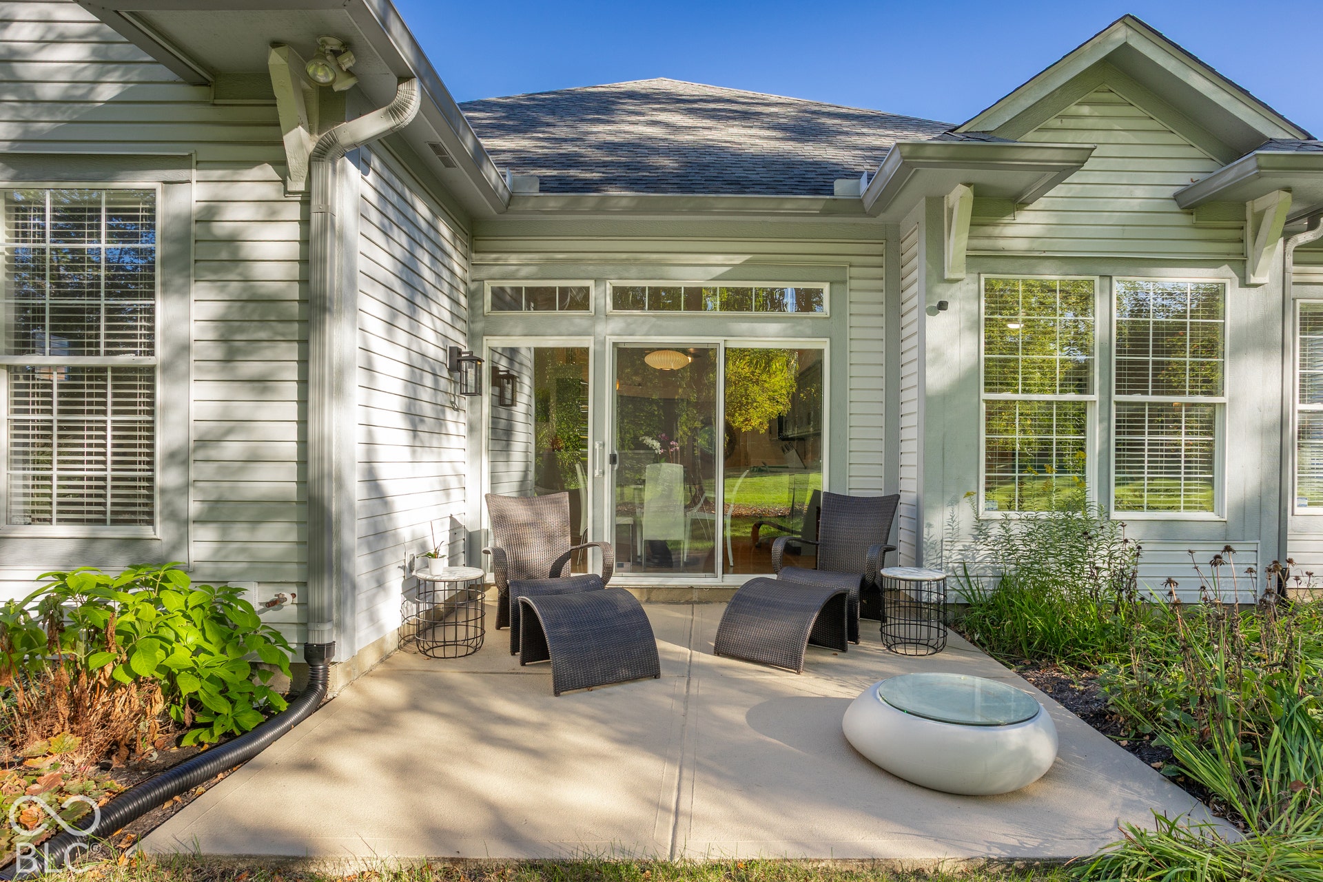 New patio concrete coating & exterior light