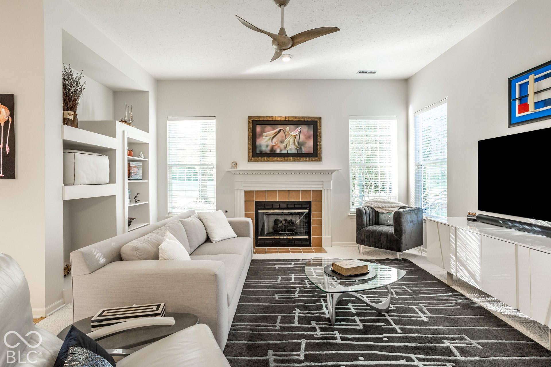 Gorgeous living area with built-ins