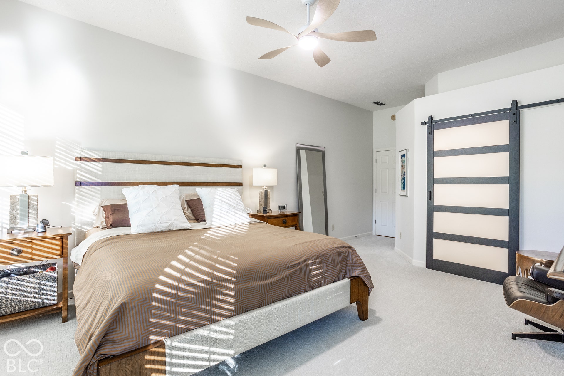 New sliding barn door & ceiling fan