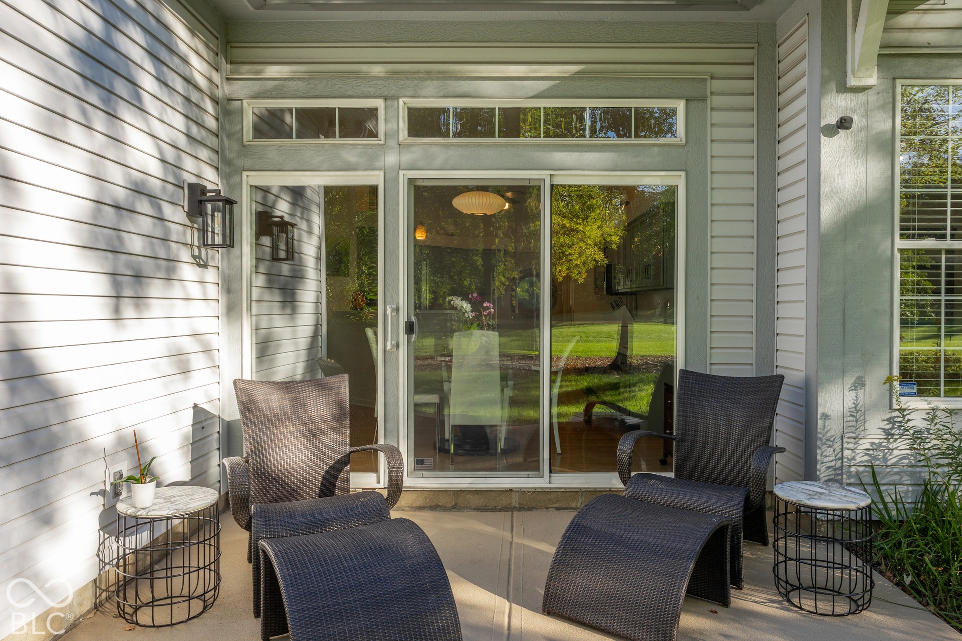 New patio concrete coating & exterior light