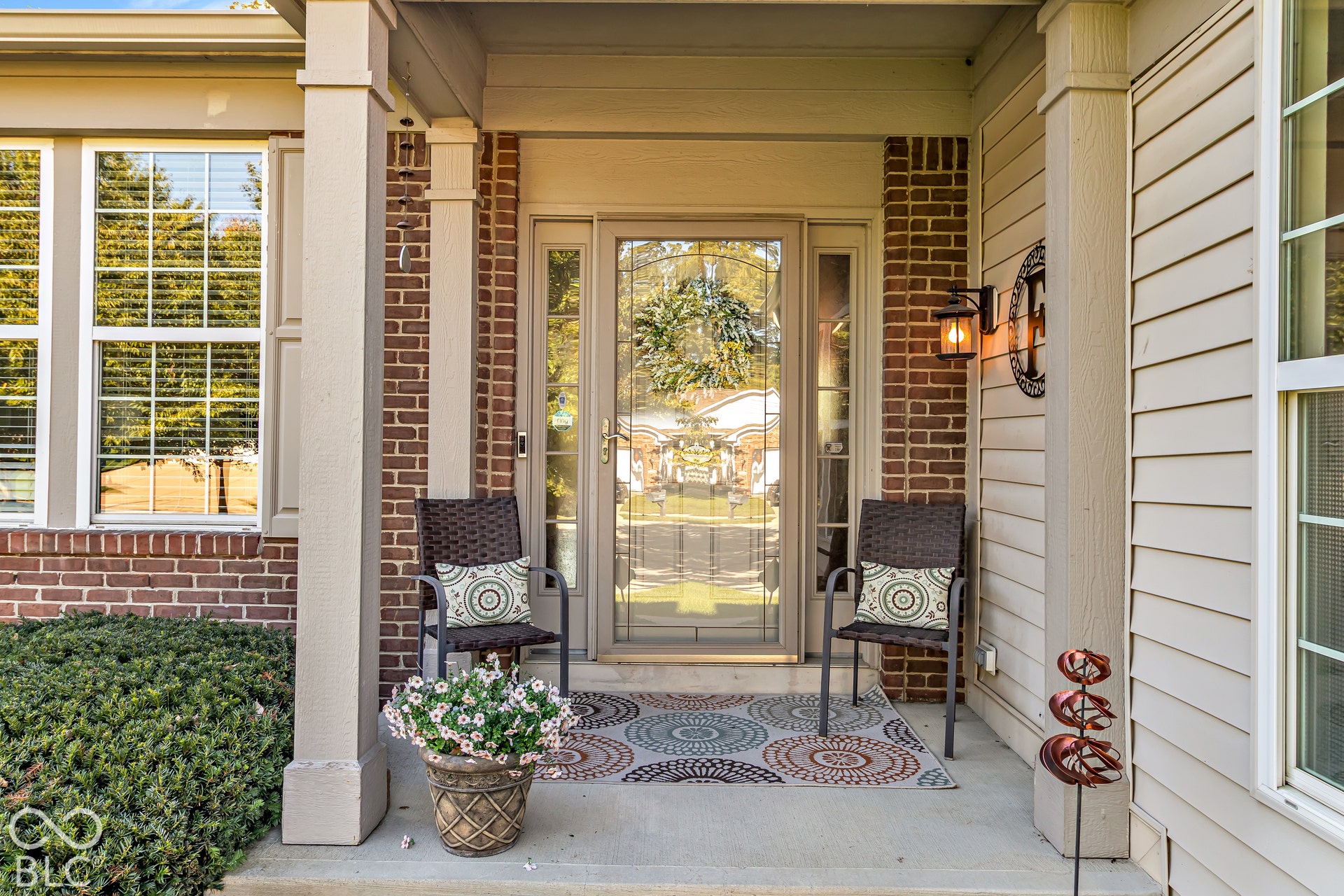 The covered porch welcomes you to the home.