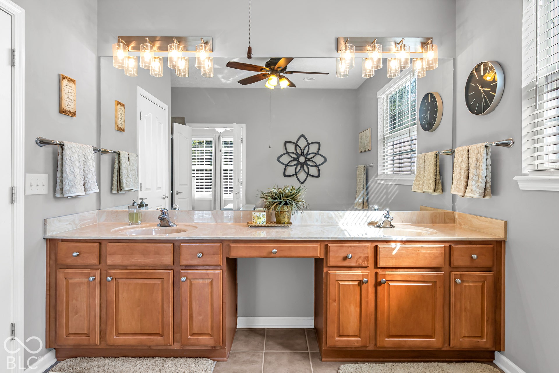 The spacious ensuite features an oversized double vanity!