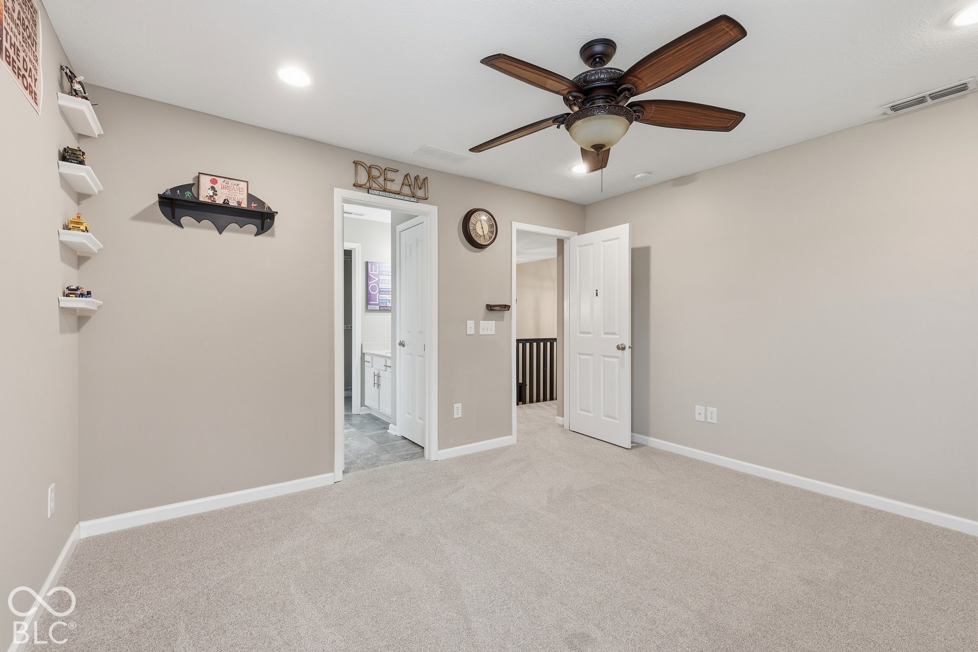 Virtually Altered - Bedroom 5, Plush new carpeting, recessed lighting, and a ceiling fan with light fixture