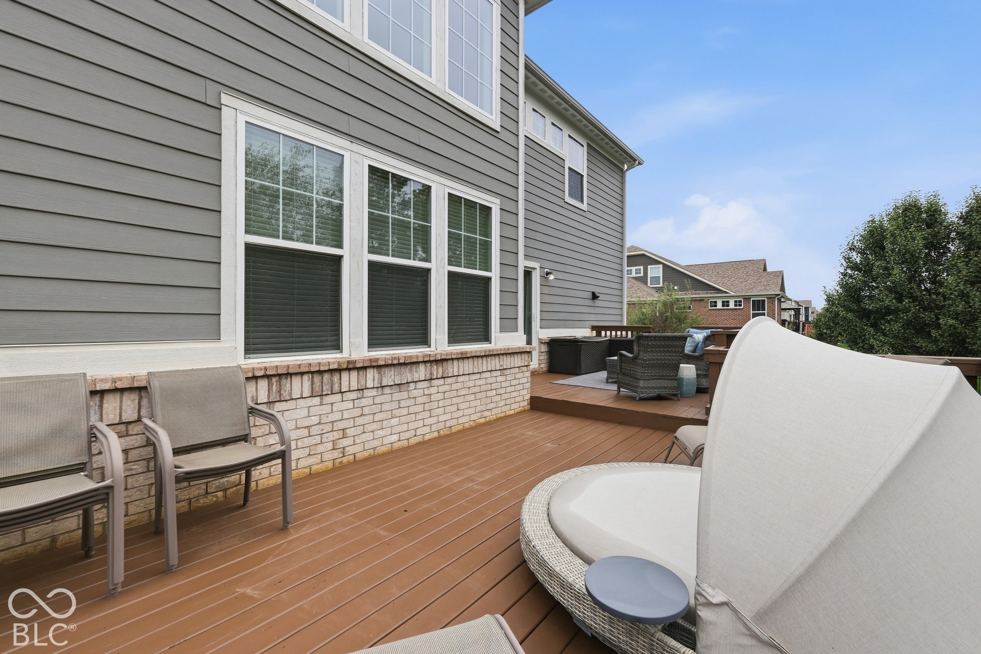 Expansive outdoor deck newly stained