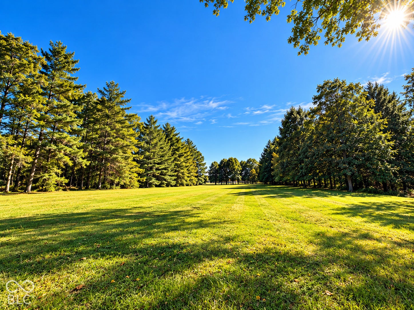 3680 S State Road 75, Coatesville, IN 46121 Expansive grassy field bordered by mature evergreen trees
