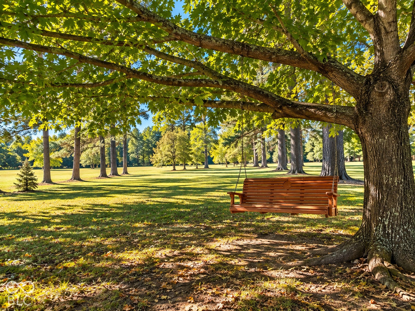 3680 S State Road 75, Coatesville, IN 46121 Expansive green lawn with mature trees and a wooden tree swing