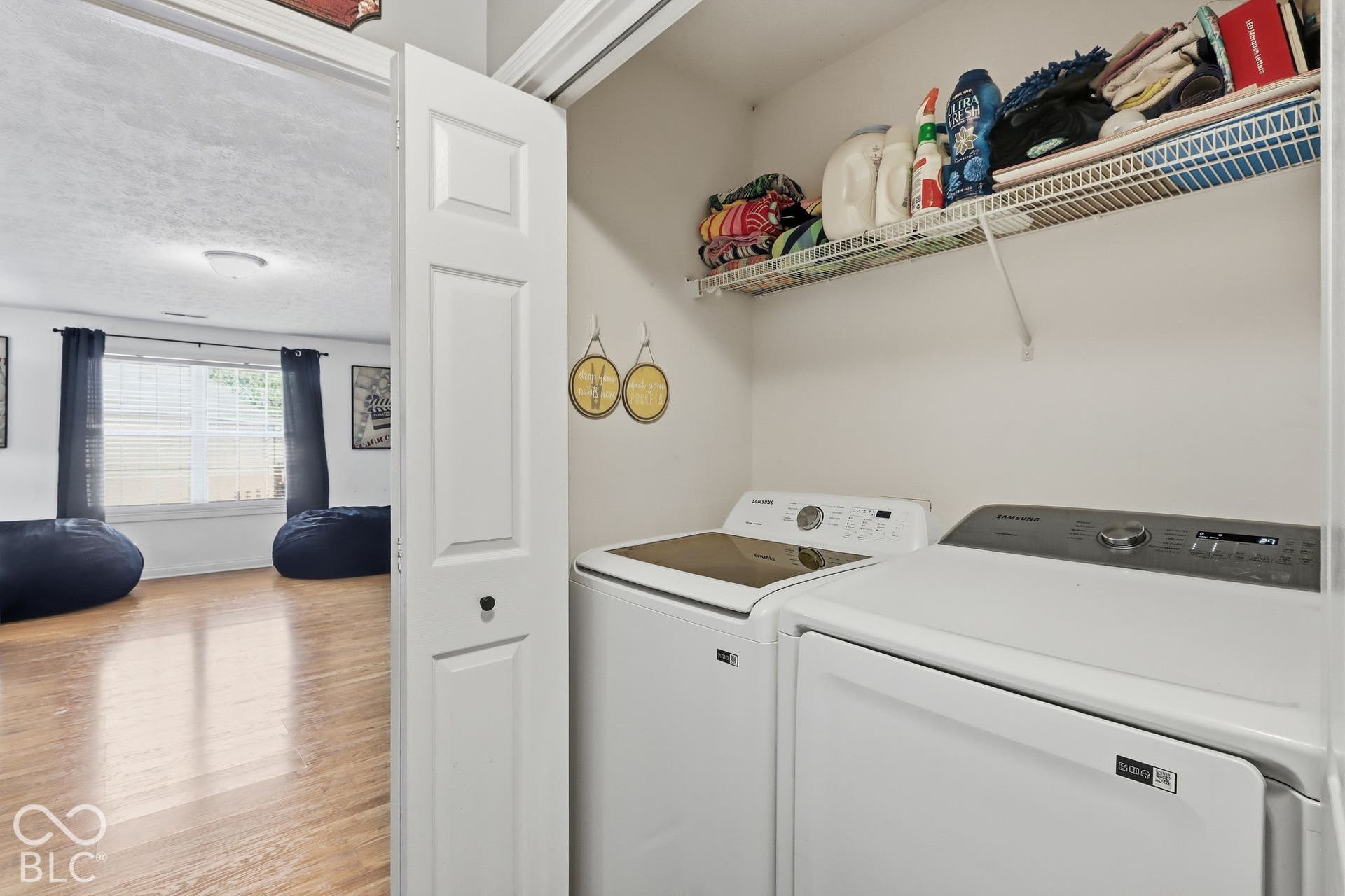 8035 Meadow Bend Lane, Indianapolis, IN 46259 Dedicated laundry on 2nd level closet with wire shelving
