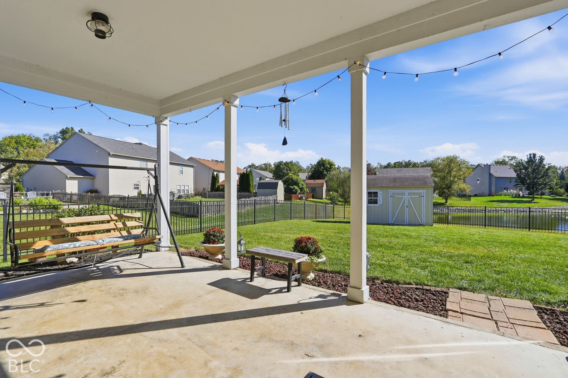 8035 Meadow Bend Lane, Indianapolis, IN 46259 Covered patio with concrete flooring