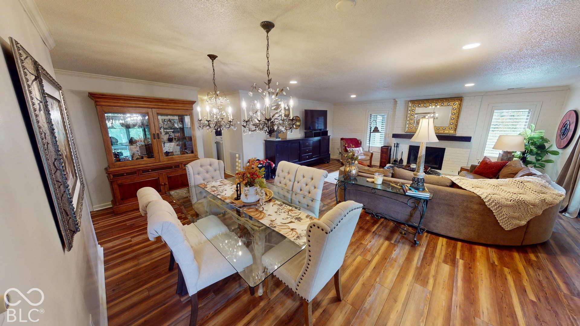 201 Bluffs Circle, Noblesville, IN 46062 Hardwood flooring throughout, recessed lighting, and a chandelier in the dining area
