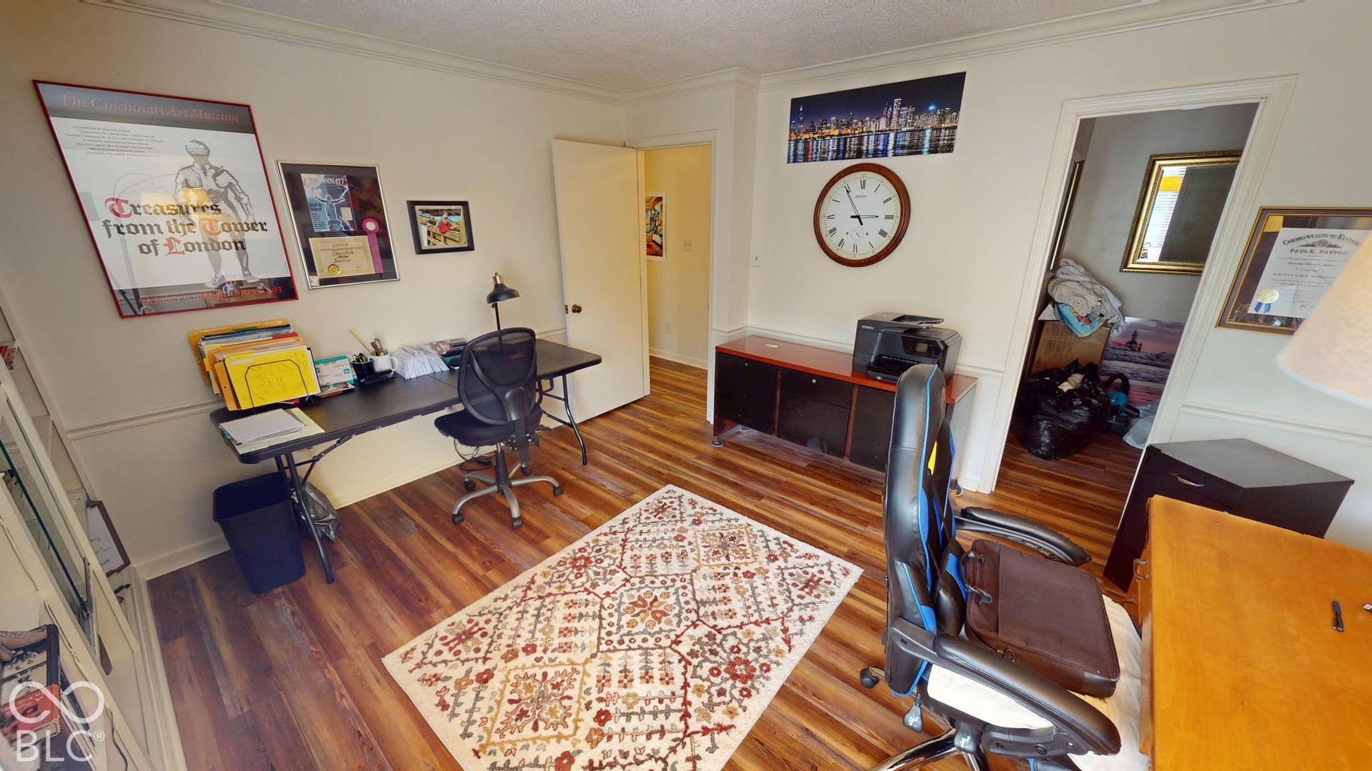 201 Bluffs Circle, Noblesville, IN 46062 BEDROOM #3 | Wood-finish flooring with white wall trim and crown molding