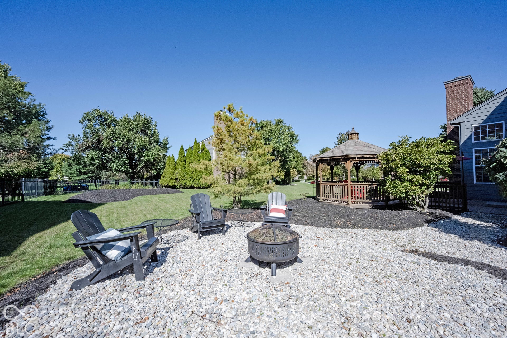 Firepit area ready for the cool fall nights.
