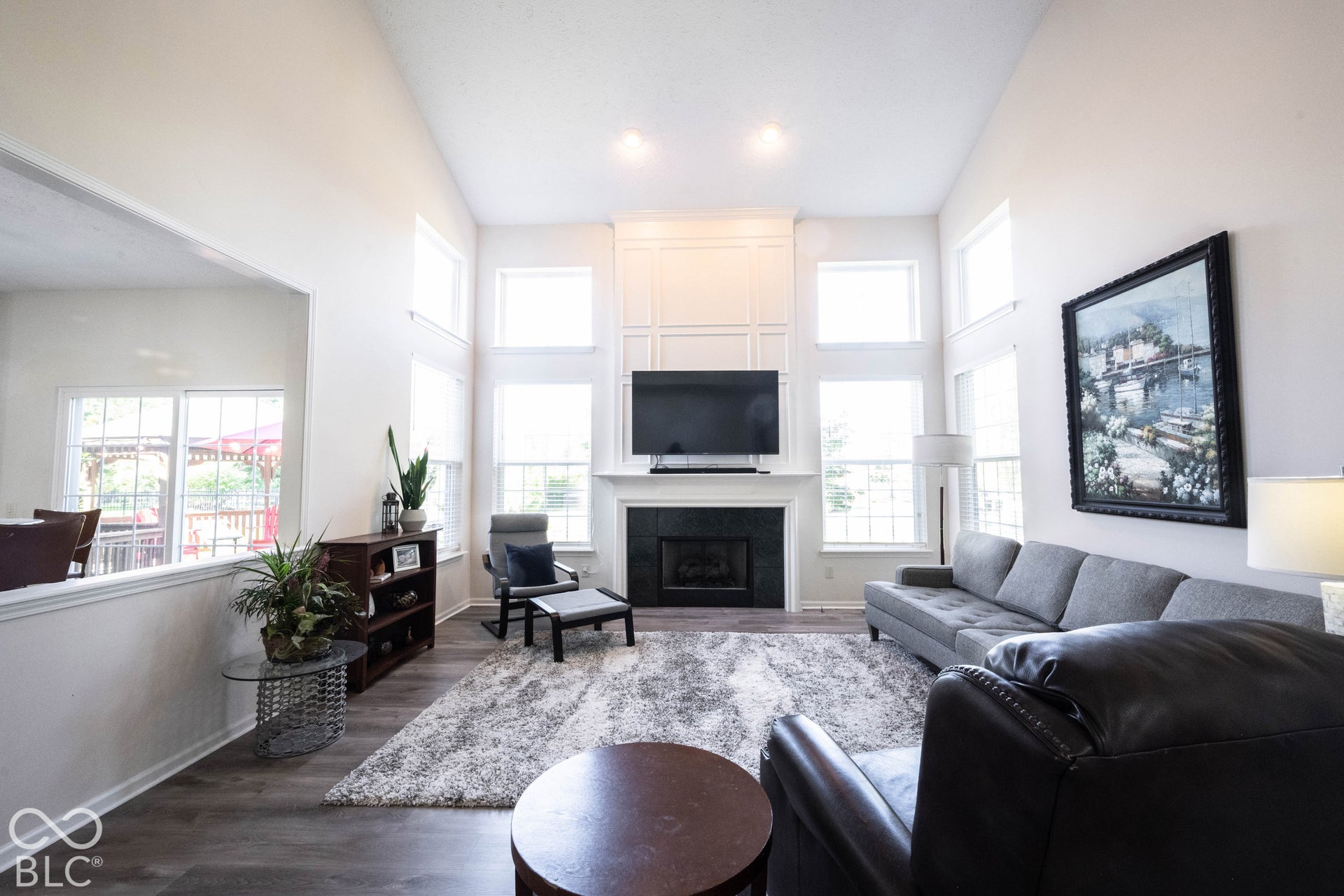 Two story great room.