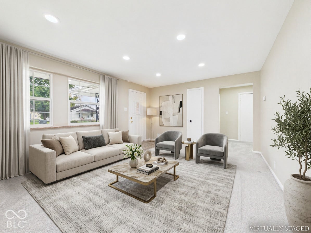 Virtually Altered - Recessed lighting, wall-to-wall carpeting, multiple windows, and neutral wall tones
