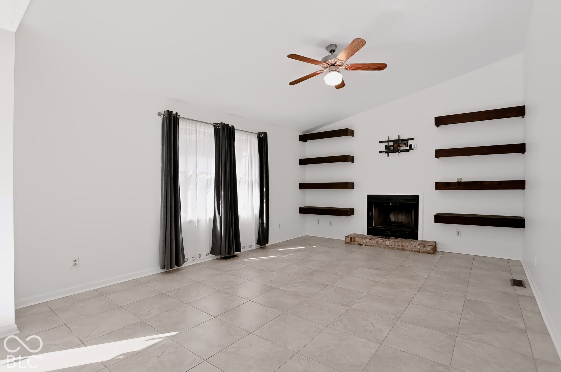 Large family room with fireplace