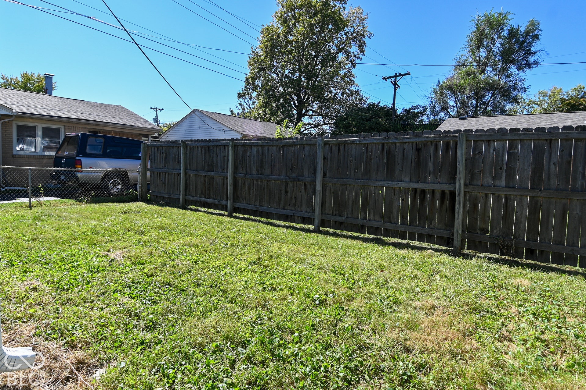 Fenced area in the back yard.