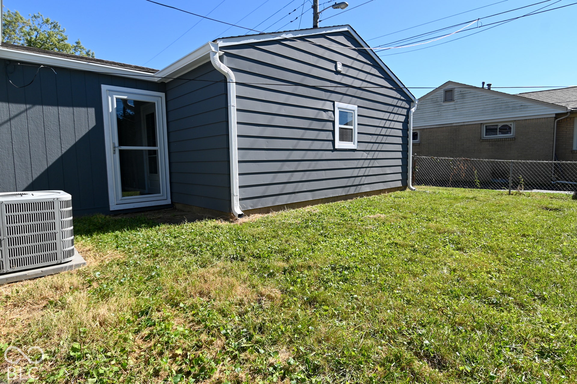 Fenced area in the back yard.