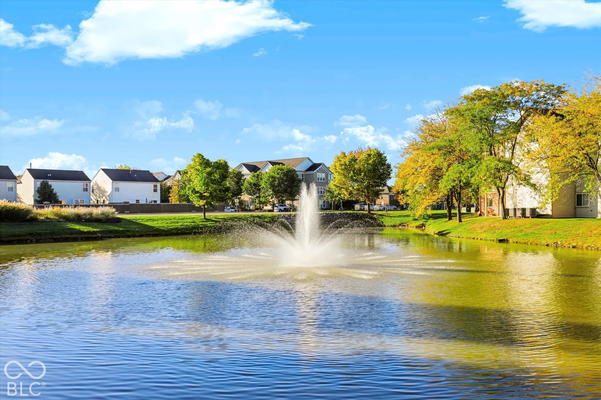 This condo overlooks the pond.