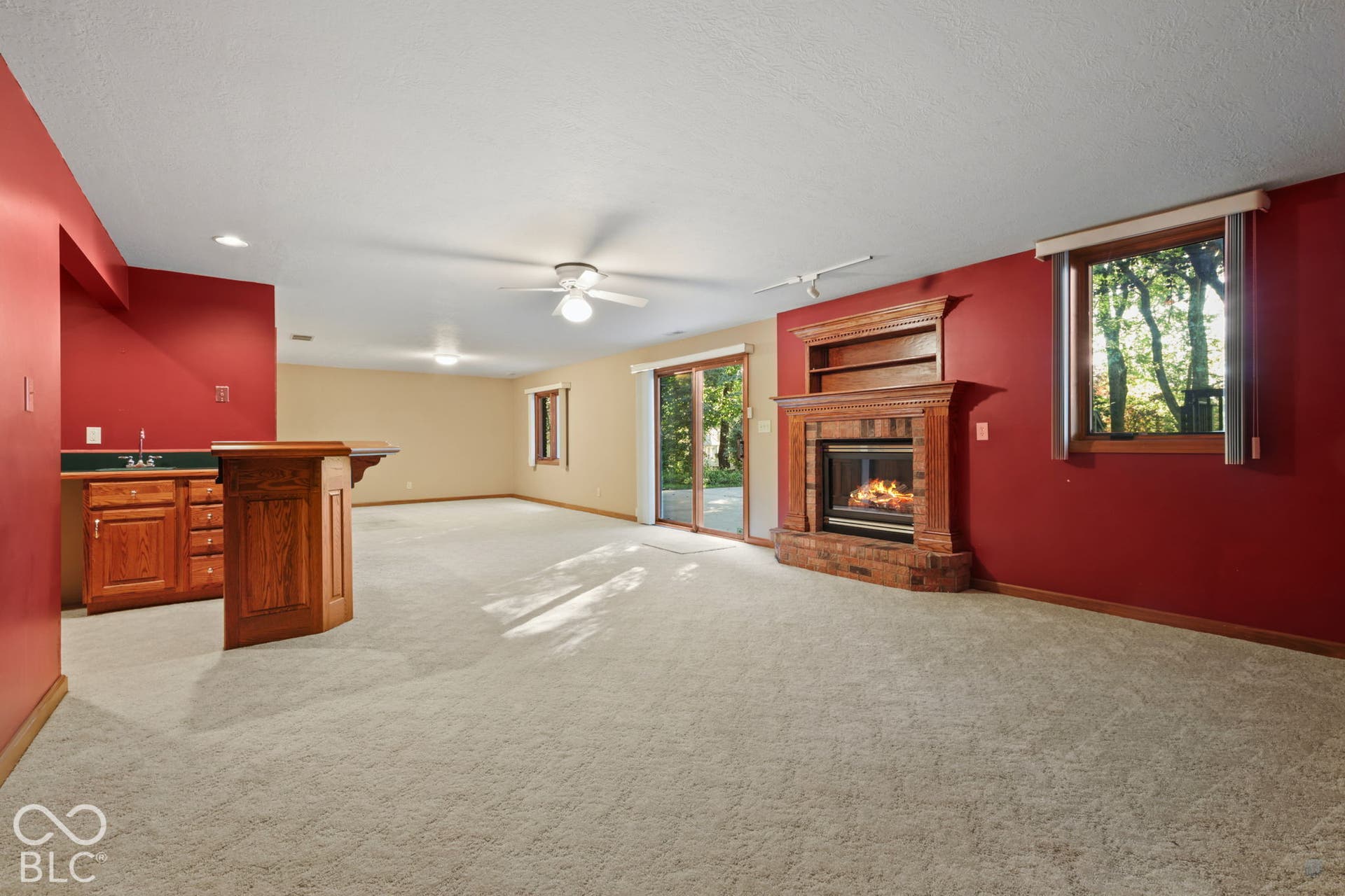 Finished Basement with Masonry Gas Fireplace