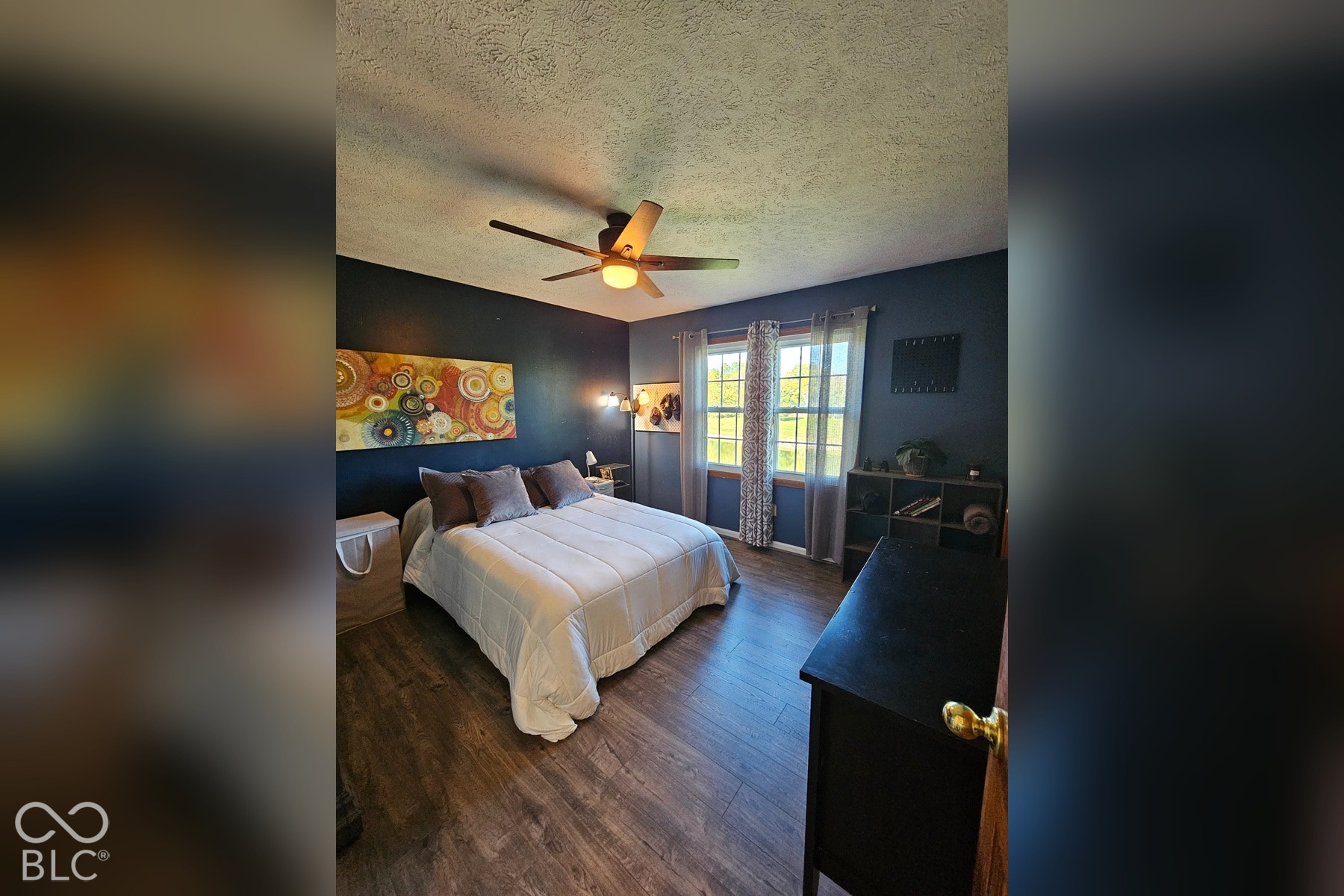 6416 Manchester Drive, Fishers, IN 46038 The third bedroom features water-proof wood laminate flooring a ceiling fan and large double windows.