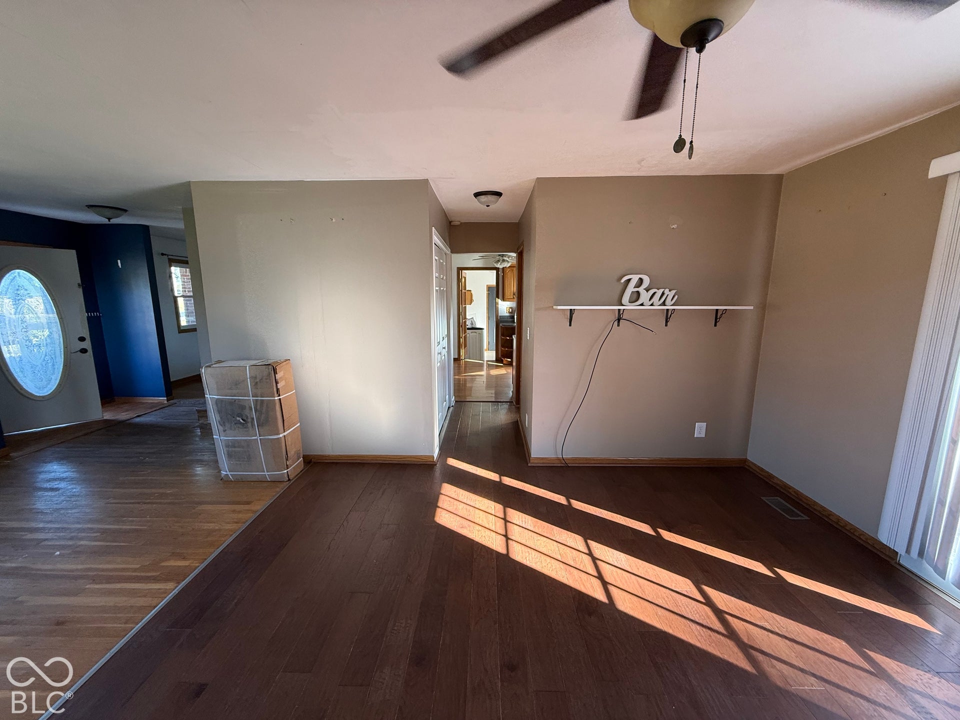 Wood-finish flooring throughout the main living area