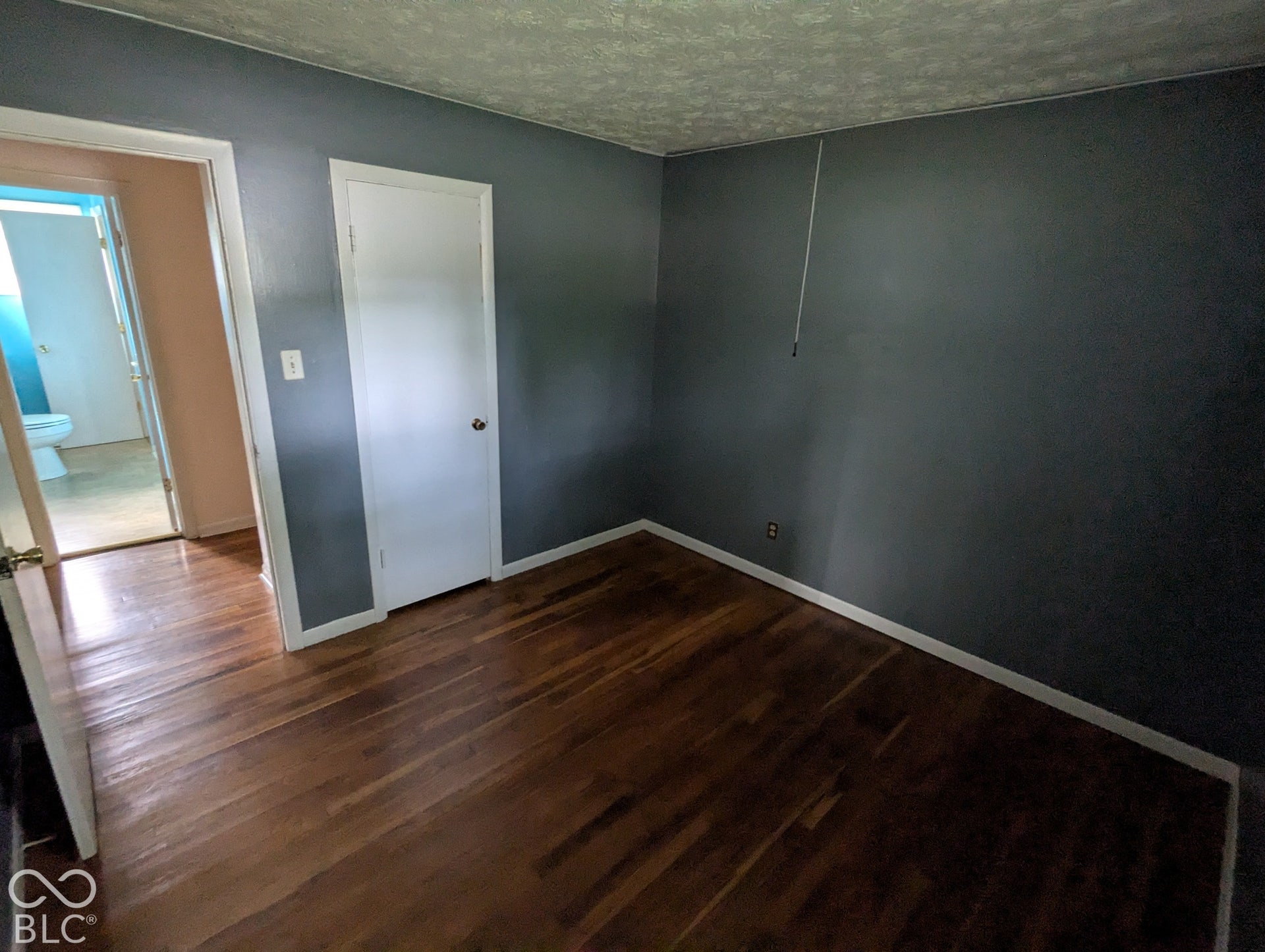 364 Robbins Drive, Greenwood, IN 46142 Wood-finish flooring with white trim and a solid white door