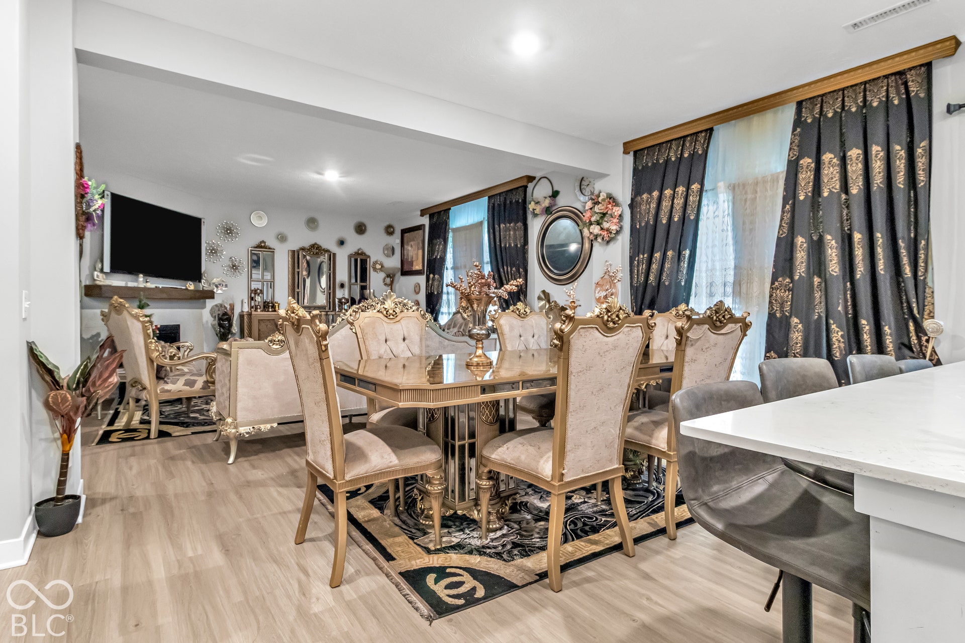 Wood-finish flooring throughout