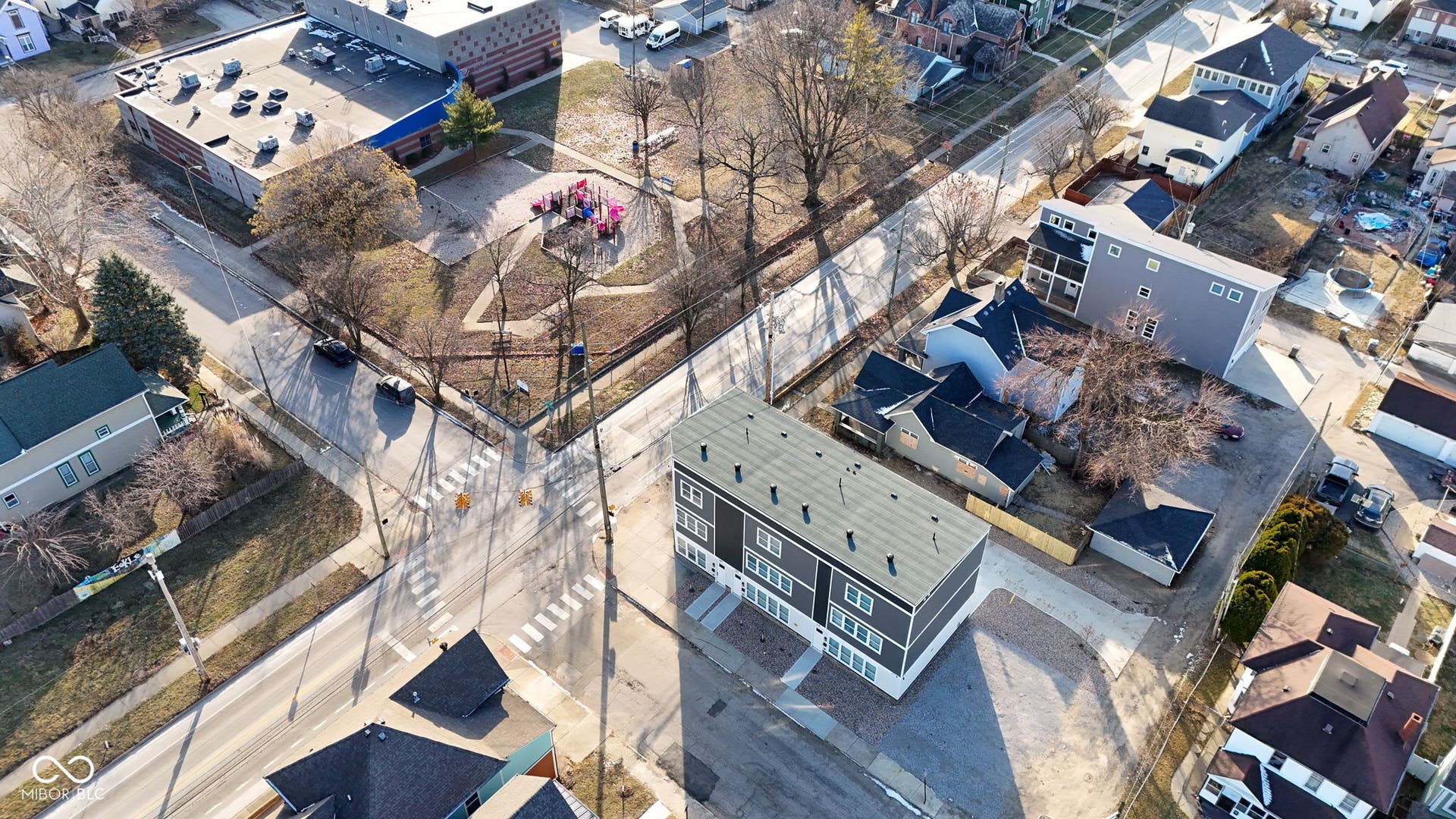 aerial view of residential area