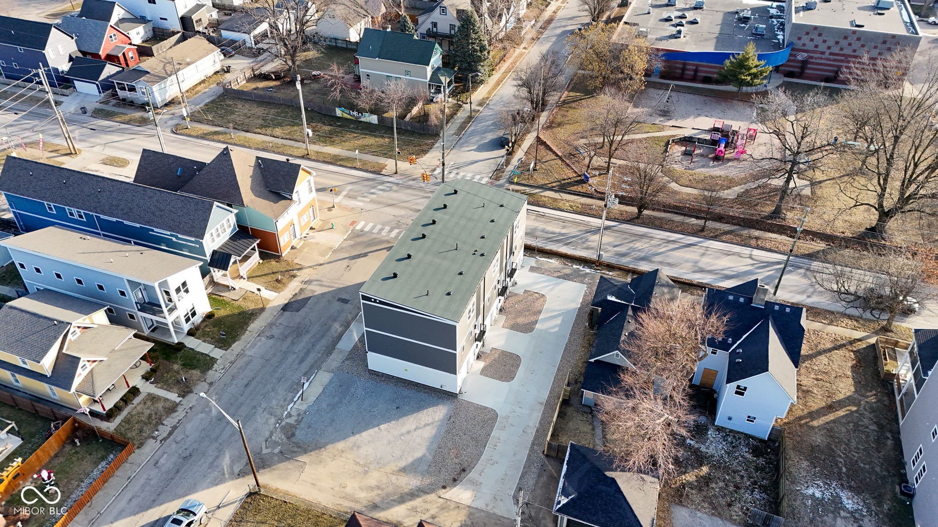 aerial view of residential area