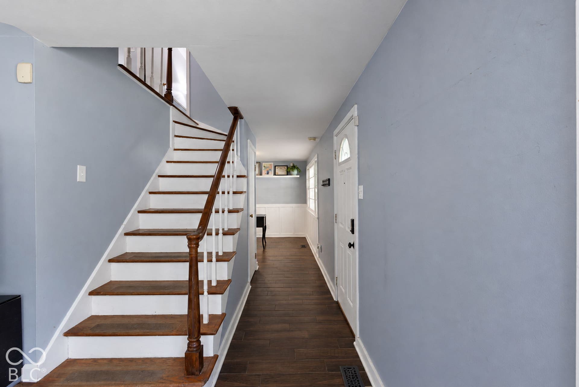 Hardwood staircase ready for posting family photos