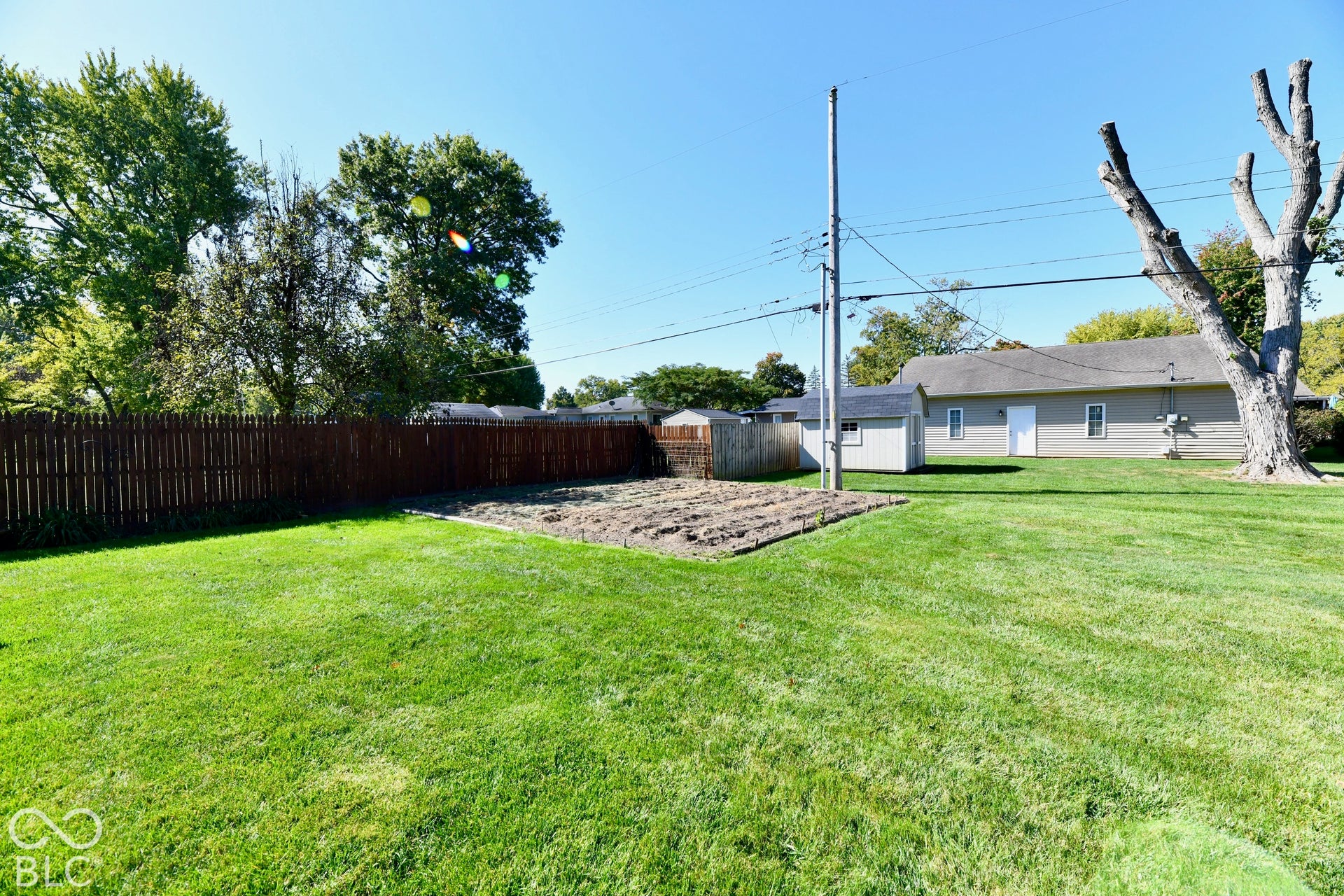 Spacious yard with established garden